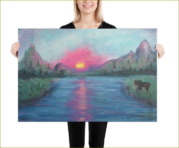 Poet and her Soul Speaking Paintings ~  prints, originals and more  Where the grass is greener View is cleaner Only because we earned it  Original Artwork and Poetry of Artist Jen Shearer     This is a original painting printed on product.