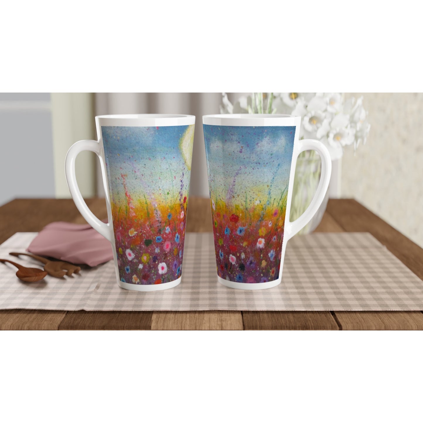 Petalled Skies ~ Latte 17oz Ceramic Mug