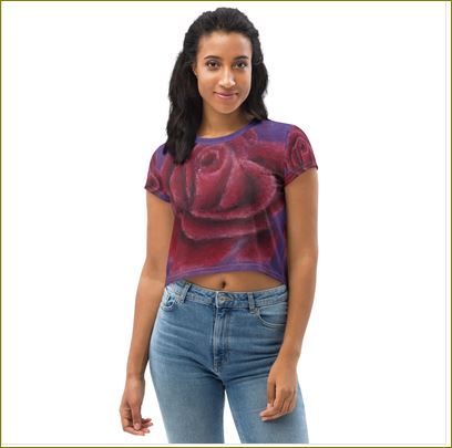Rosy Rose ~ All-Over Print Crop Tee