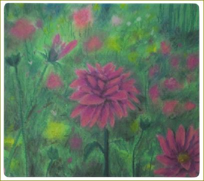 Poet and her Soul Speaking Paintings ~ prints, originals and more  In the fields wild flowers grow A playful colour flow Hiding peeking spreading light Across the lands and out of sight  Original Artwork and Poetry of Artist Jen Shearer  This is a original painting printed on merchandise.