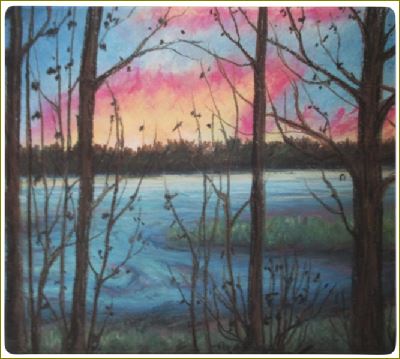 Poet and her Soul Speaking Paintings ~ prints, originals and more  The stars are out and sun is to set Pastel smudged about Day and night are met  Artwork and Poetry of Artist Jen Shearer   This is a original soft pastel painting printed on merchandise.