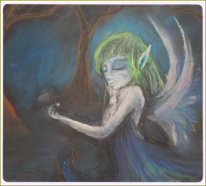 Poet and her Soul Speaking Paintings ~ prints, originals and more  In the forest of the night One goes with insight Alone walk in the woods Twinkling with a heart full of goods   Artwork and Poetry of Artist Jen Shearer   This is a original soft pastel painting printed on merchandise.