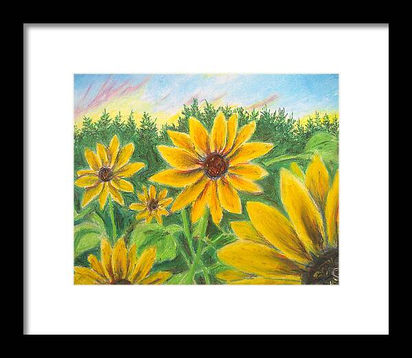 Sunflower on Rainbows - Framed Print