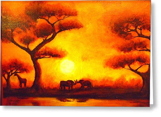 African Sunset  - Greeting Card