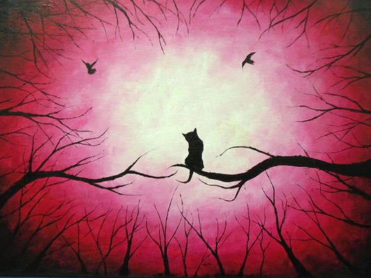Poet and her Soul Speaking Paintings ~ prints, originals and more   Waiting patiently while it dangles in our eye Tempting us to give in a temporarily high Choosing our doors our cat's cry Tempting and challenging To fly bare in the open sky  Original Artwork and Poetry of ~ Artist Jen Shearer  This is a original painting printed on product.