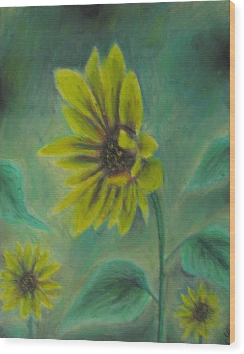 Hazing Sunflowers - Wood Print