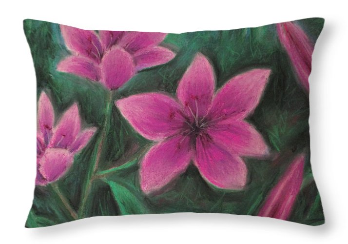 Pink Lilies - Throw Pillow