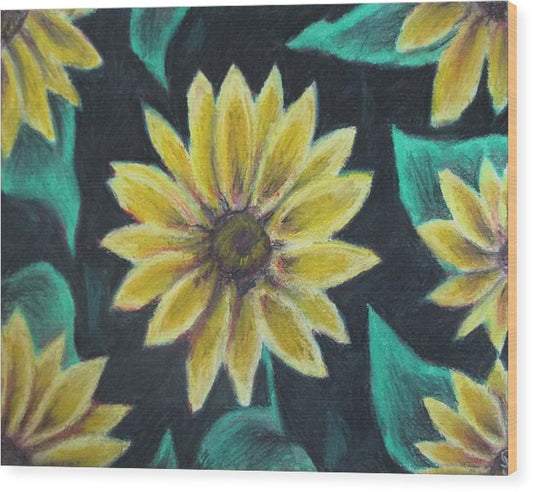 Sunflower Meeting - Wood Print