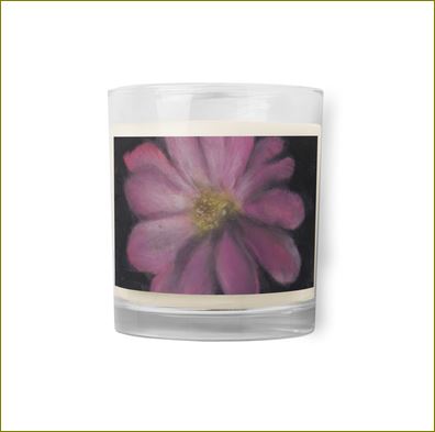 Pink Flower ~ Glass Jar Soy Wax Candle