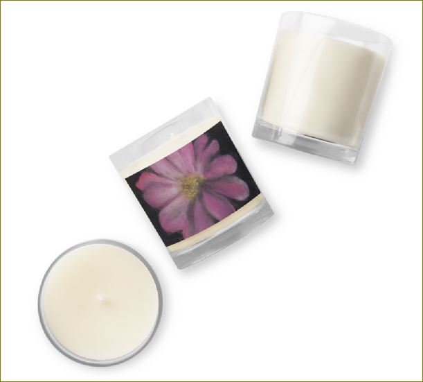 Pink Flower ~ Glass Jar Soy Wax Candle