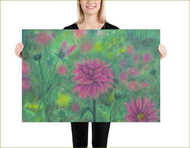 Poet and her Soul Speaking Paintings ~ prints, originals and more  In the fields wild flowers grow A playful colour flow Hiding peeking spreading light Across the lands and out of sight  Original Artwork and Poetry of Artist Jen Shearer  This is a original painting printed on product