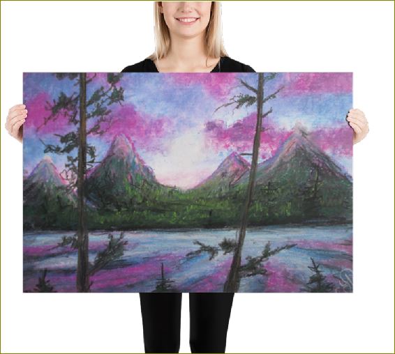 Poet and her Soul Speaking Paintings ~ prints, originals and more  Lands where none have gone Over the hills on the wind of song Where we feel we all belong Over the meadows, mountains and beyond  Original Artwork and Poetry of Artist Jen Shearer  This is a original painting printed on merchandise.