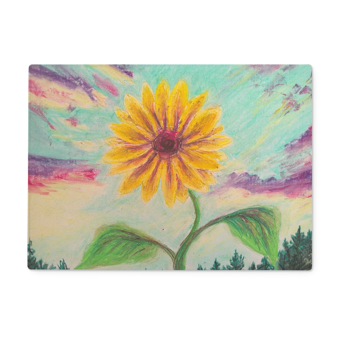 Berry Sunflower ~ Glass Chopping Board