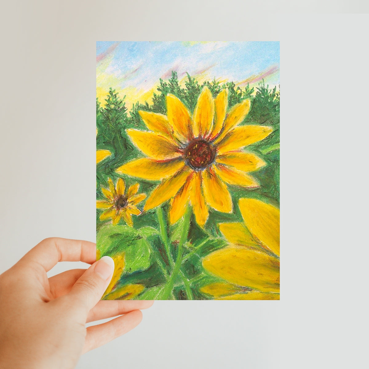 Sunflower on Rainbows ~  Classic Postcard