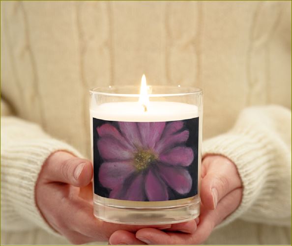 Pink Flower ~ Glass Jar Soy Wax Candle