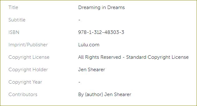 Dreaming in Dreams ~ Book