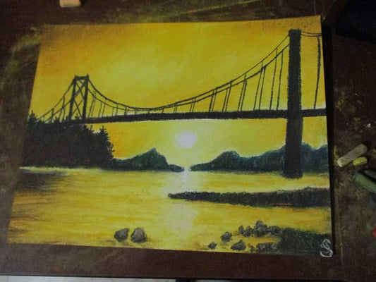 This is a original pastel artwork of Artist Jen Shearer

This original pastel piece comes framed and safely packaged with a tracking number.



" Bridge of Yellow "



Caught on mood mellow

Gazing out into the yellow

A sight seeing 

Worth believing

When you are feeling

A need for achieving



Original Artwork and Poetry of Artist Jen Shearer 



14" x 11"

Soft Pastels 

Comes Framed

Free Shipping 