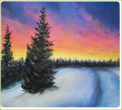 Poet and her Soul Speaking Paintings ~ prints, originals and more  Blowing when it is snowing The sun light glowing While the snow is growing Crisp cold snow blowing Snowy lands are flowing  Artwork and Poetry of Artist Jen Shearer   This is a original soft pastel painting printed on merchandise.