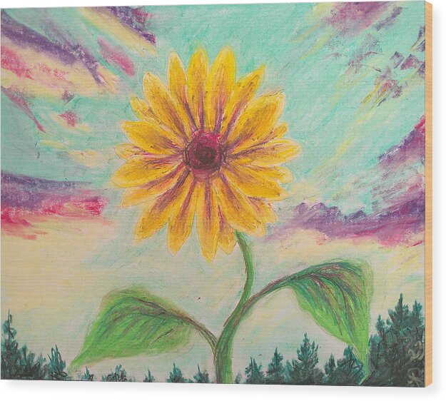 Berry Sunflower - Wood Print