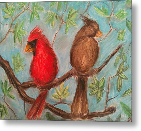 Cardinal Couple - Metal Print