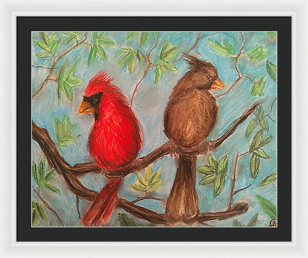 Cardinal Couple - Framed Print