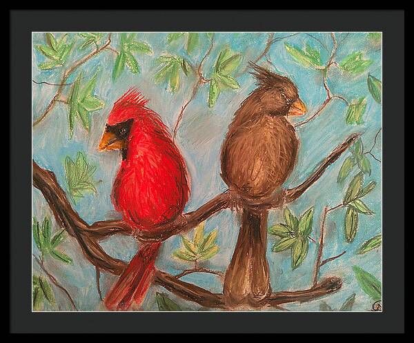 Cardinal Couple - Framed Print