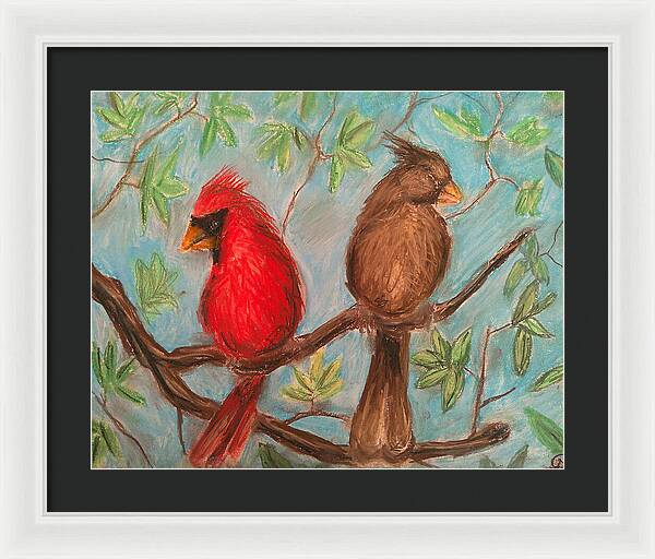 Cardinal Couple - Framed Print