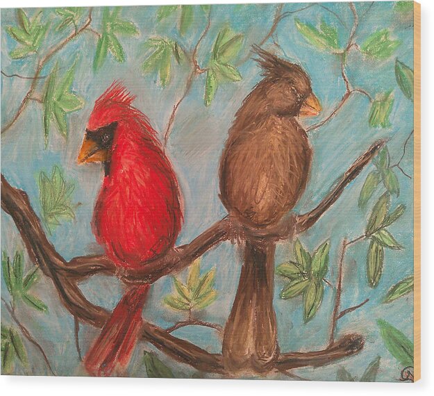 Cardinal Couple - Wood Print