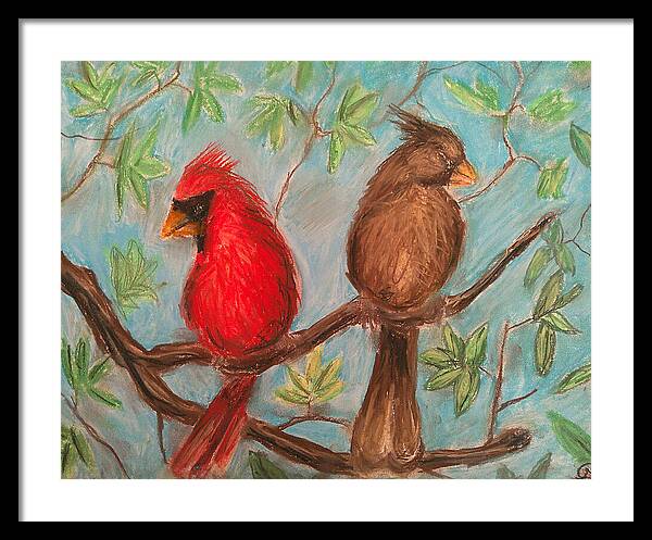 Cardinal Couple - Framed Print