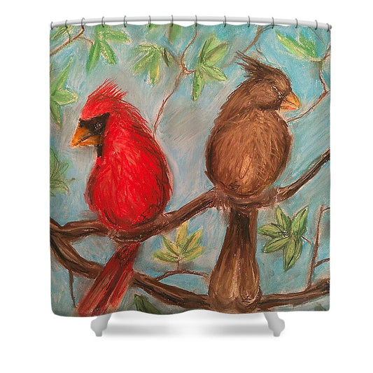 Cardinal Couple - Shower Curtain