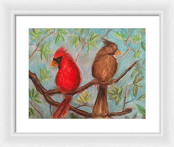 Cardinal Couple - Framed Print