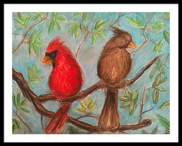 Cardinal Couple - Framed Print