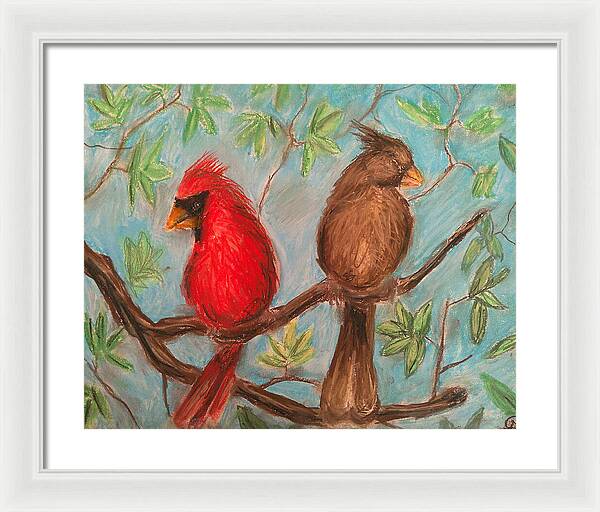 Cardinal Couple - Framed Print