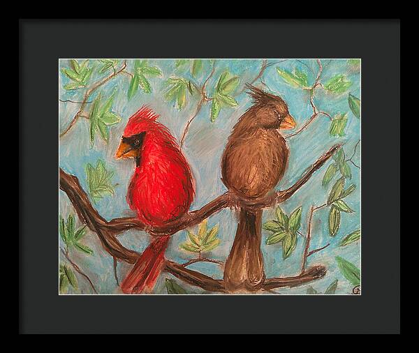 Cardinal Couple - Framed Print