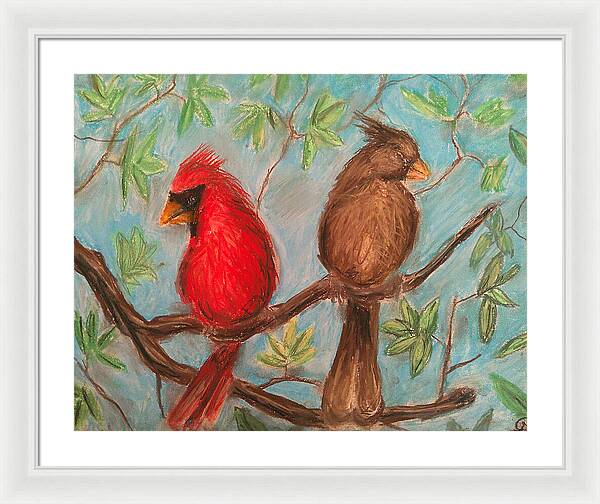 Cardinal Couple - Framed Print