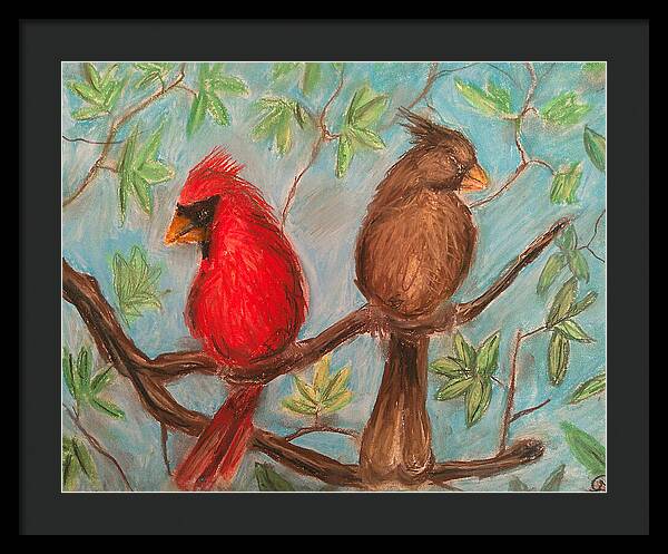 Cardinal Couple - Framed Print