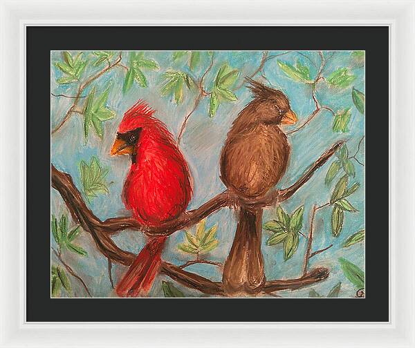 Cardinal Couple - Framed Print