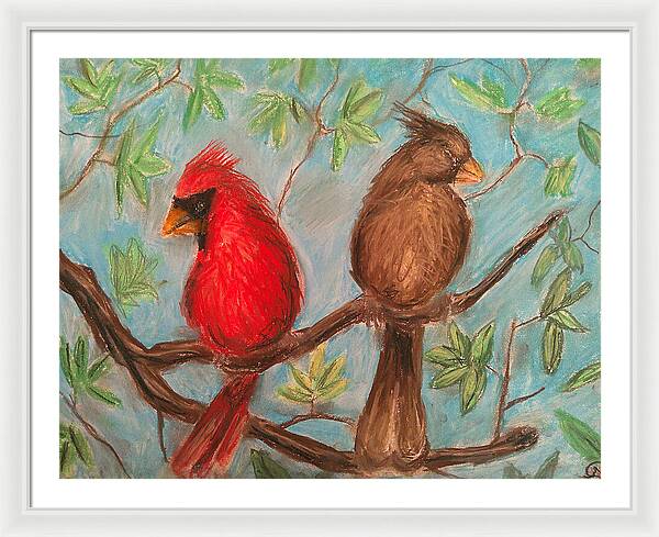 Cardinal Couple - Framed Print