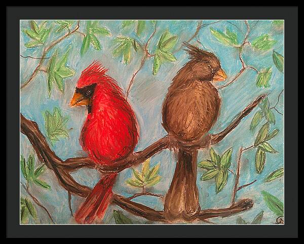 Cardinal Couple - Framed Print