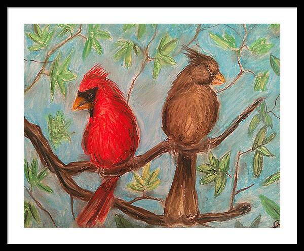 Cardinal Couple - Framed Print