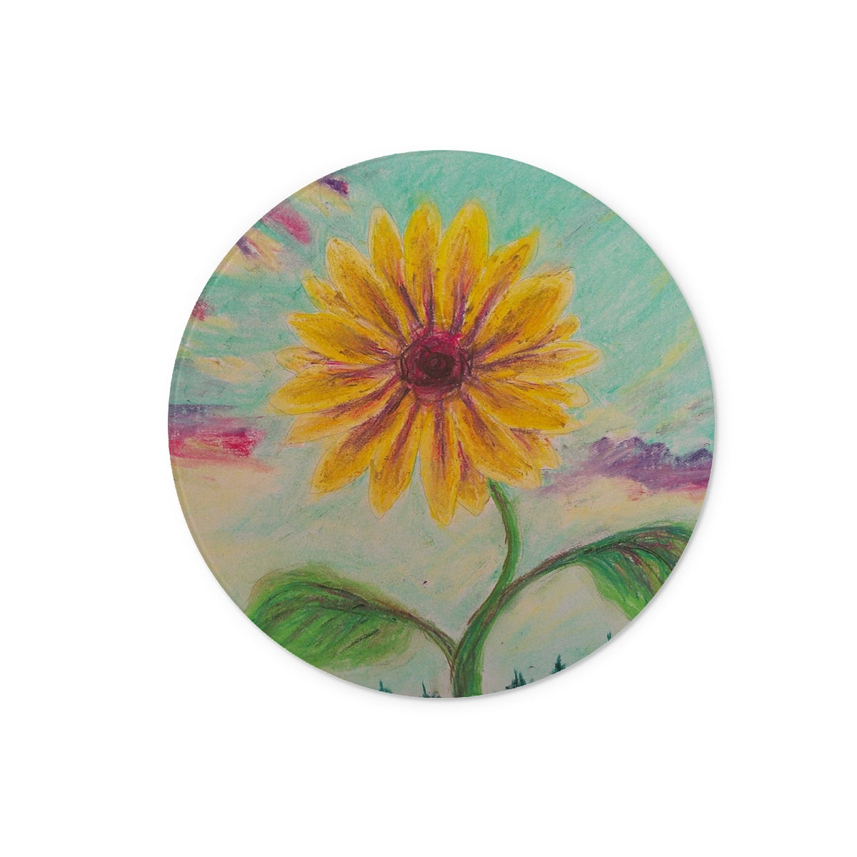 Berry Sunflower ~ Glass Chopping Board