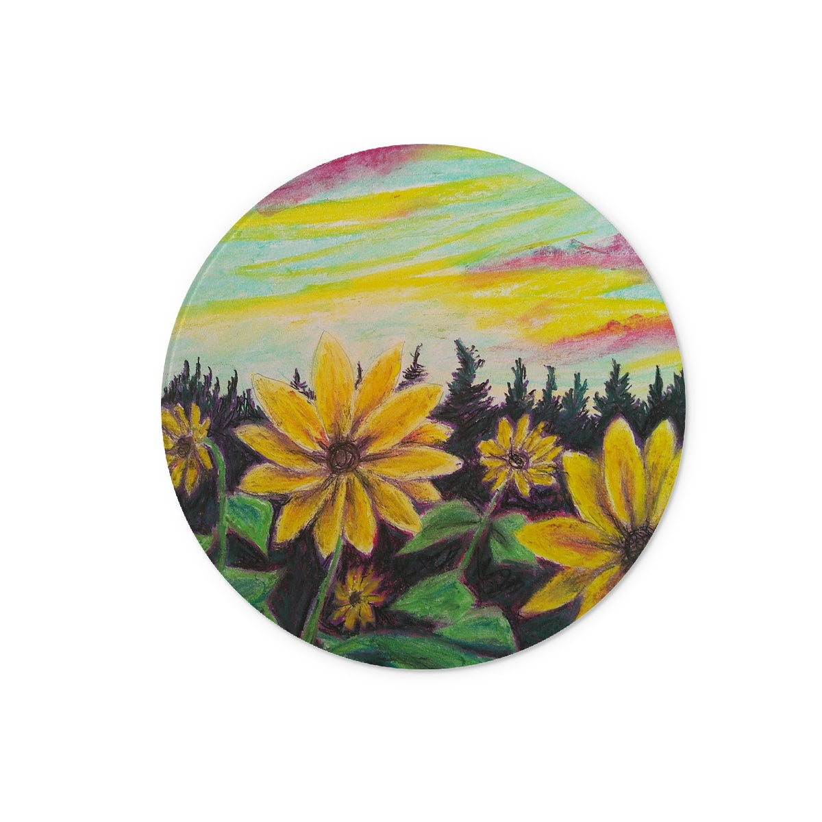 Sunflower Souls ~ Glass Chopping Board