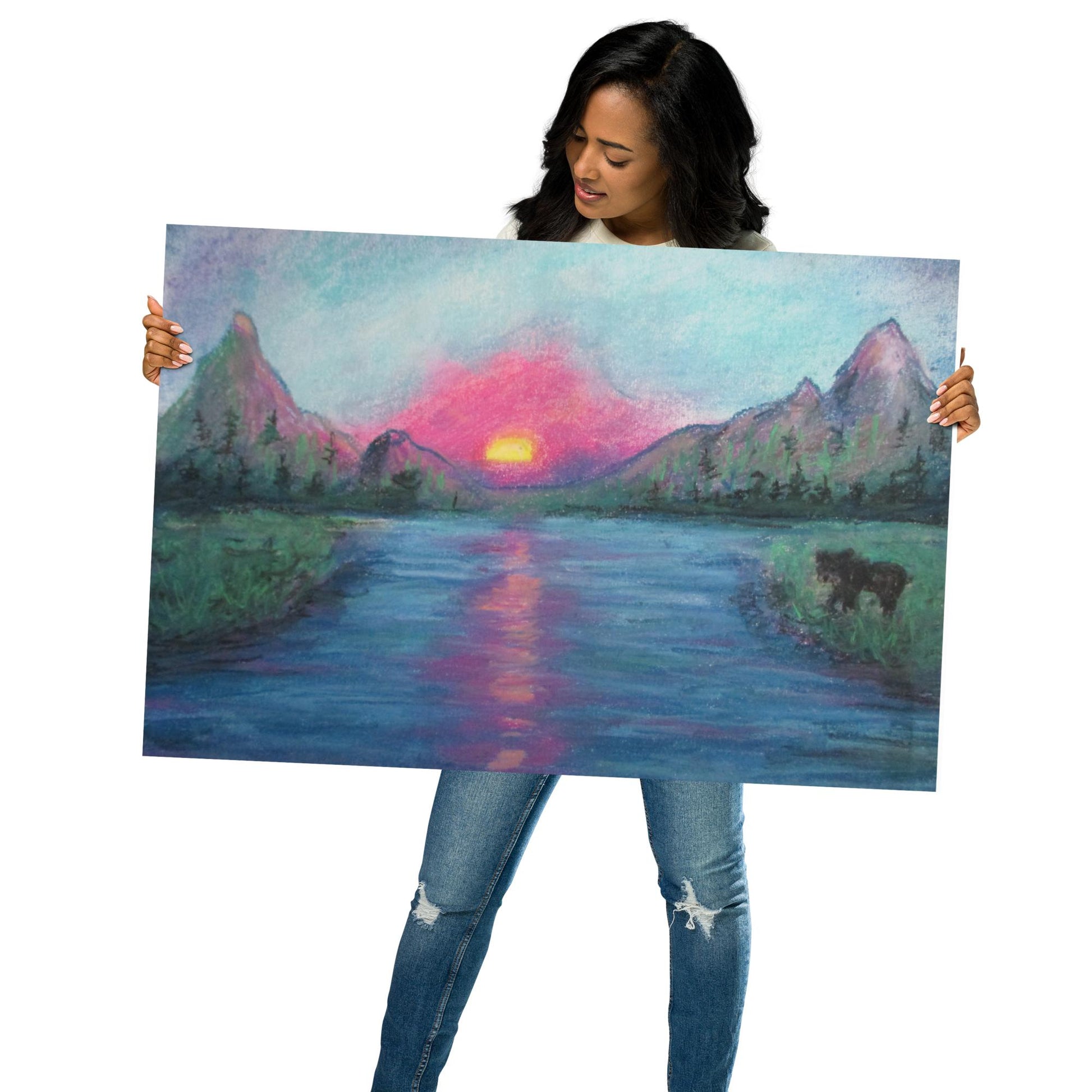 Poet and her Soul Speaking Paintings ~  prints, originals and more  Where the grass is greener View is cleaner Only because we earned it  Original Artwork and Poetry of Artist Jen Shearer     This is a original painting printed on product.