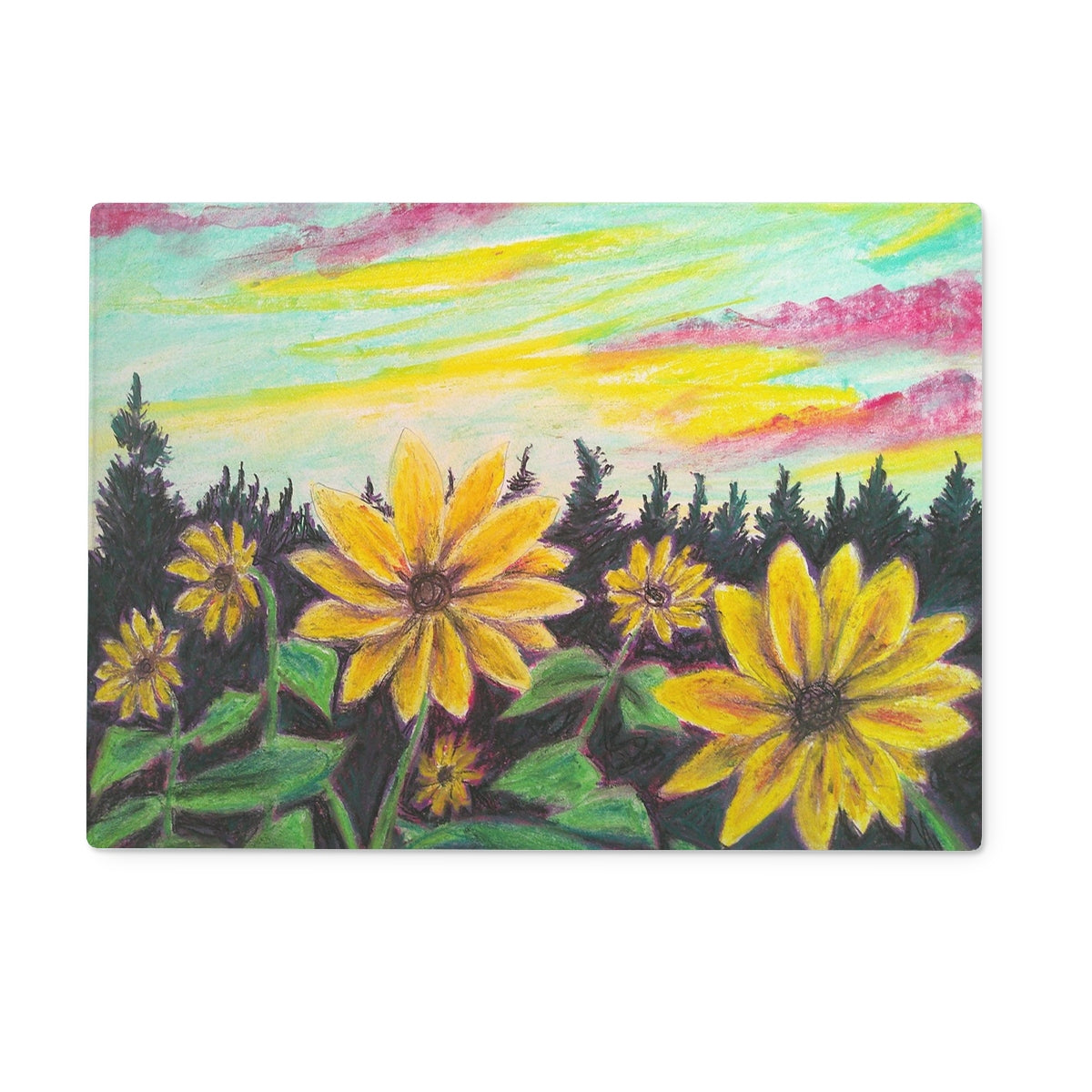 Sunflower Souls ~ Glass Chopping Board