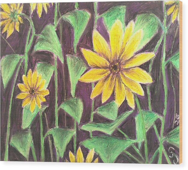 Nights of Sunflowers - Wood Print