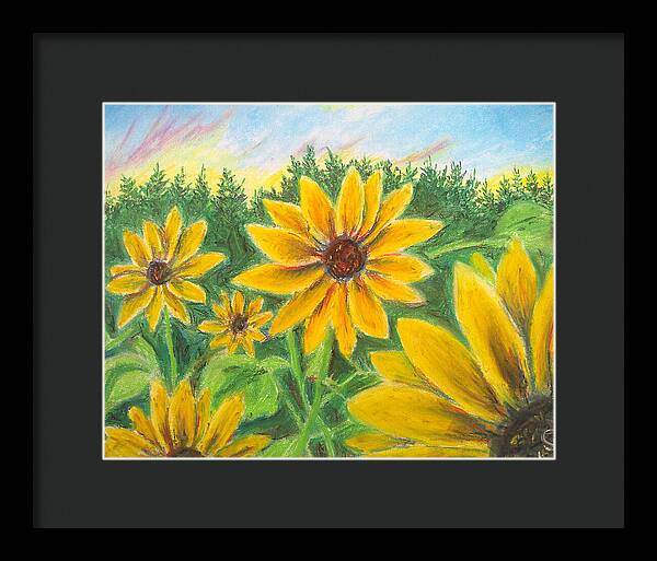 Sunflower on Rainbows - Framed Print