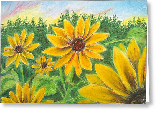 Sunflower on Rainbows - Greeting Card