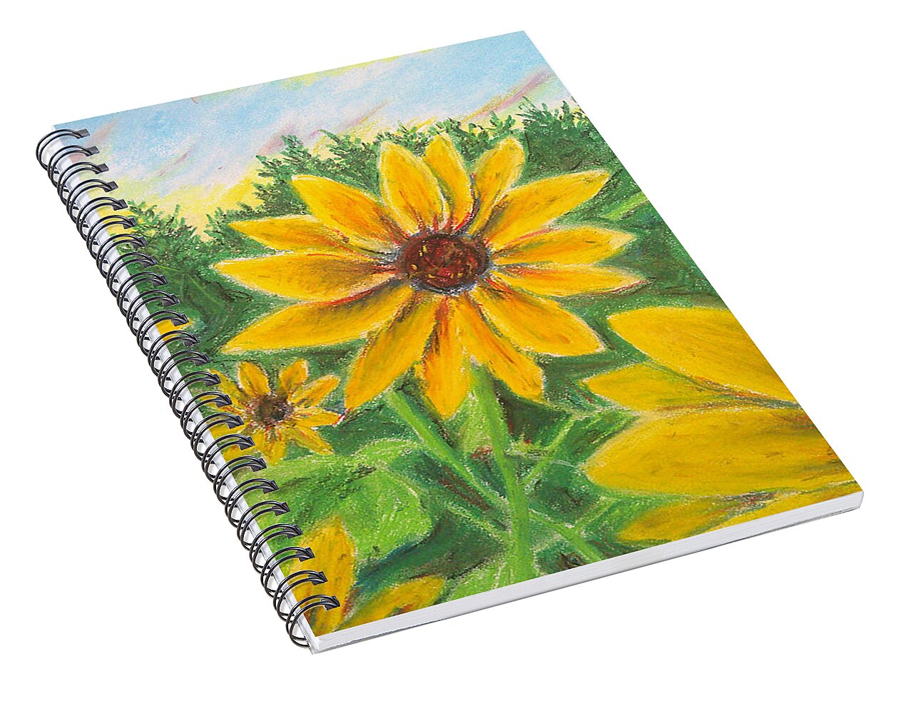 Sunflower on Rainbows - Spiral Notebook