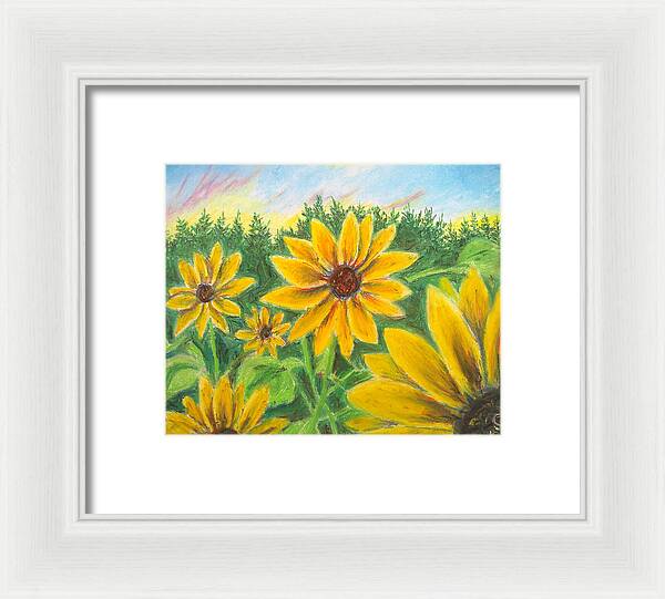 Sunflower on Rainbows - Framed Print