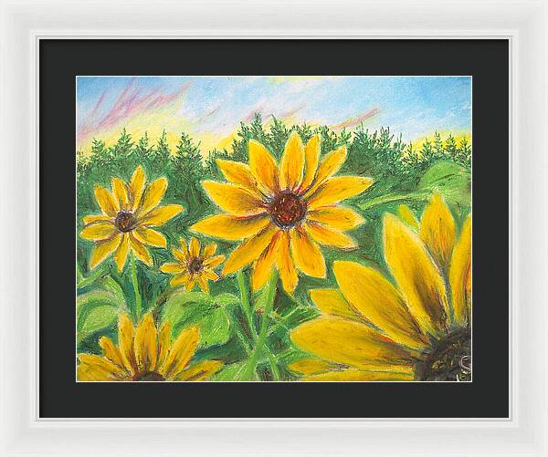 Sunflower on Rainbows - Framed Print